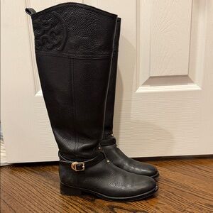 Tory Burch Black Leather Riding Boots